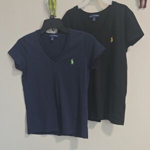 2️⃣ Ralph Lauren V-Neck Tees - Black and Navy